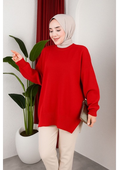 Hira Life Fashion Kadın Testtür Giyim Bisiklet Yaka Yırtmaçı Taşlı Ve Balon Kollu Oversize Şık Triko Tunik Kırmızı Kırmızı Hira Life Fashion Kadın Testtür Giyim Bisiklet Yaka Yırtmaçı Taşlı Ve Balon Kollu Oversize Şık Triko Tunik Kırmızı Kırmızı