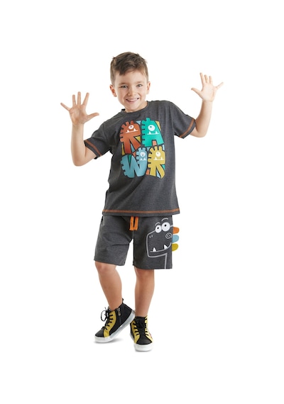 Denokids Rawr Dino Erkek Çocuk T-shirt Şort Takım Çok Renkli