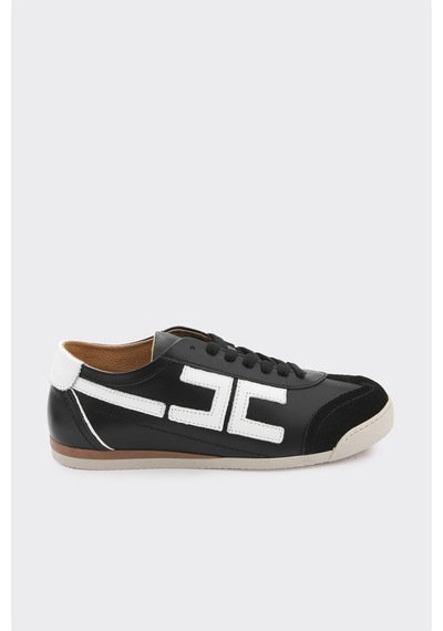 Derinet Hakiki Deri Bağcıklı Kadın Sneaker Siyah Beyaz Siyah Beyaz