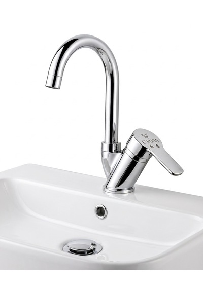 Elvora Lüx Kuğu Banyo Lavabo Bataryası Gümüş - Krom
