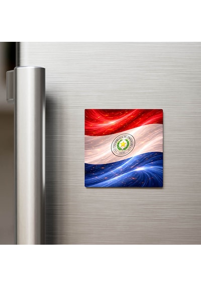 Paraguay Paraguay Abstract Ülke Bayraklı Buzdolap Magneti - 9x9 Cm