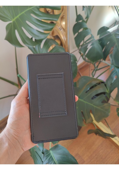 Kemere Takılan Suni Deri Dikey Lüks Kılıf Büyük Boy Mıknatıslı Dik 17x8 Cm Siyah