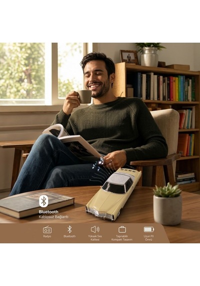 Buffer Retro Amerikan Klasik Araba Bluetooth Hoparlör, Işıklı Nostaljik Radyo Ve Kablosuz Müzik Çalar