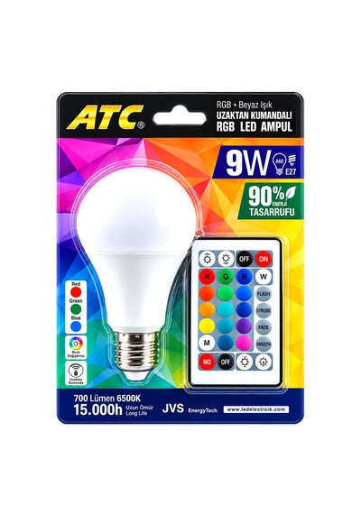 Kumandalı - Rgb 9w 60w - E27 Led Ampul 700lm 15000 Saat Ömür 4801 Diğer