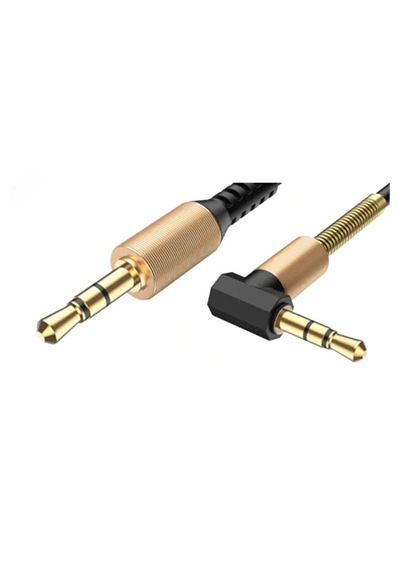Tüm Cihazlarla Uyumlu Siyah Altın Uçlu Araç Müzik Ses Kablosu Stereo Aux Kablo 1 Mt - 3.5mm