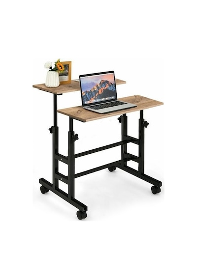 Yükseklik Ayarlı Bilgisayar/Laptop ve Çalışma Masası Tekerli Çam 80X60 Çam