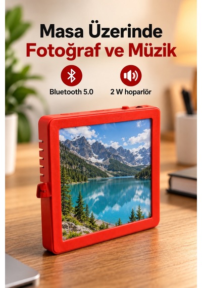 Shnstore Şarj Edilebilir Müzikli Fotoğraf Çerçevesi Kırmızı Gövde Shntknd0720