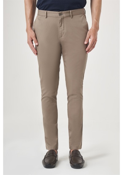 İmza Vizon Yan Cep Slim Fit Casual Pamuklu Chino Pantolon 1003260178 Koyu Vizon
