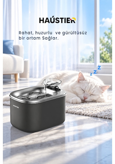 Wf007l Otomatik Kedi Su Sebili, 3.5lt Geniş Hazne, Bpa Içermez, Metal Tabla, Ultra Sessiz