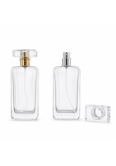 20 Adet Boş Cam Parfüm Şişe, 80 Ml Dikdörtgen Model, Şeffaf
