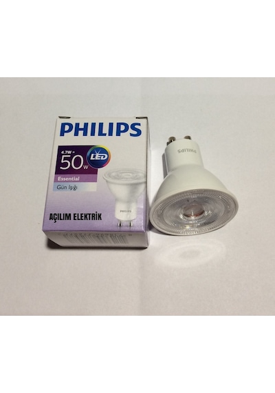 5 Adet Phılıps 4.7W 50W Gu10 Duy 4000K Ilık Beyaz Led Çanak Spot