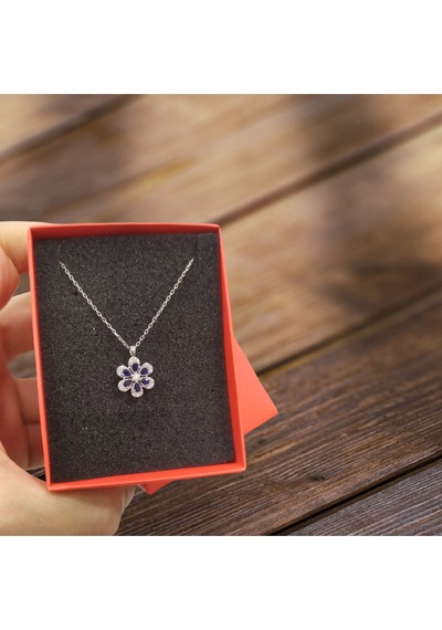 Modahilye - 925 Ayar Orjinal Gümüş Lotus Çiçeği Kolye Gümüş