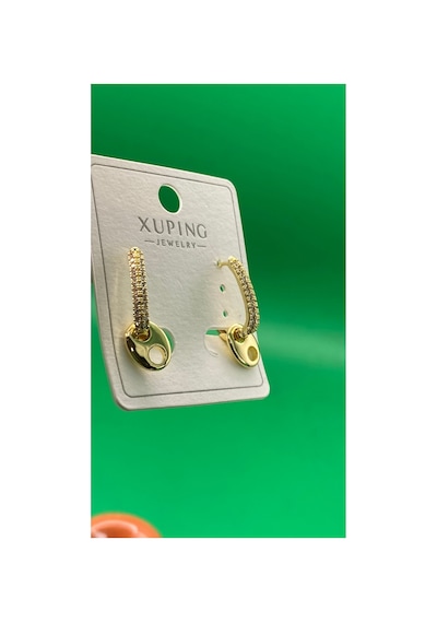 Xuping Zirkon Taşlı Altın Renginde Çelik Kadın Küpe 69107888