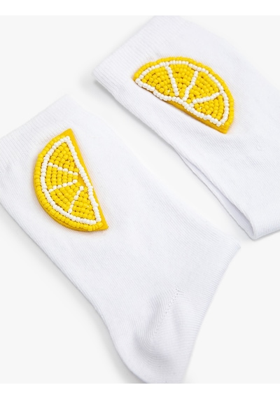 Koton Limon Detaylı Soket Çorap Boncuk İşlemeli Beyaz 3sak80176aa 3SAK80176AA000 Beyaz