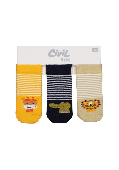 Civil Baby Animal 3'lü 6- Bebek Erkek Çorap Set - Standart
