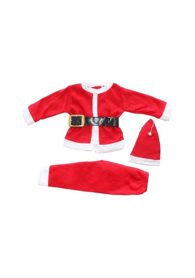 Bebegen Unisex Kırmızı Kemerli Şapkalı Noel Takım Çok Renkli