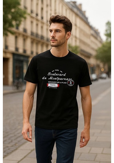 Markapia Man Erkek Bisiklet Yaka Baskılı T-shirt Narçiçeği S S