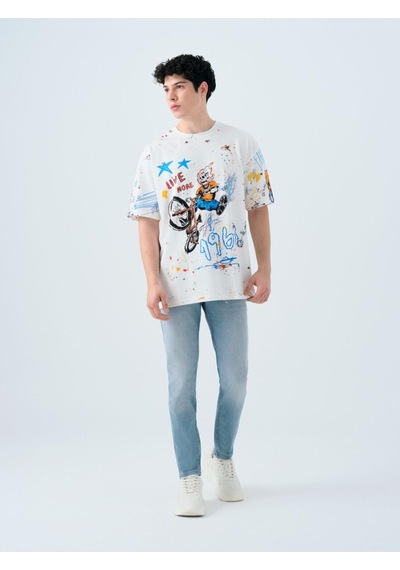Loft Lf2038509 Erkek Kısa Kollu T-shirt Beyaz