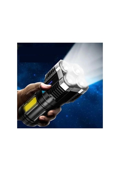 Ultra Parlak El Feneri Usb Şarj 4 Led+yan Cob Led Taktik Günlük Hayat Kamp Avcılık El Feneri Lisinya Diğer