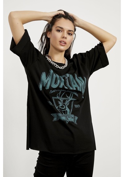 Blackjack Giyim Blackjackgiyim Siyah Montana Oversize Tshirt Siyah