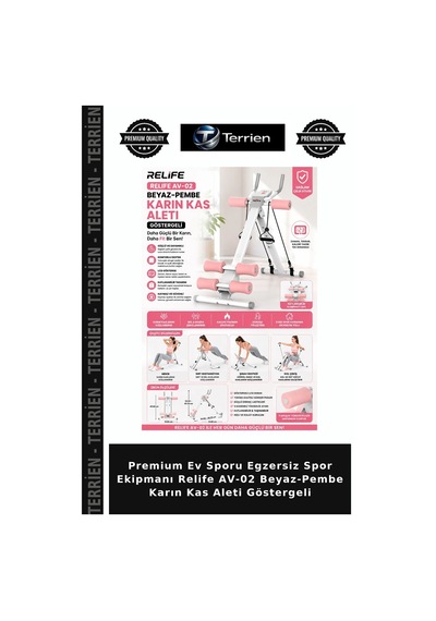 Premium Ev Sporu Egzersiz Spor Ekipmanı Relife Av-02 Beyaz-pembe Karın Kas Aleti Göstergeli