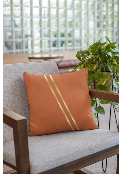 Turuncu Gizli Fermuar Dekoratif Çift Taraflı Kırlent Yastık Kılıfı Premium Kumaş 43x43cm Krl1008 Çok Renkli