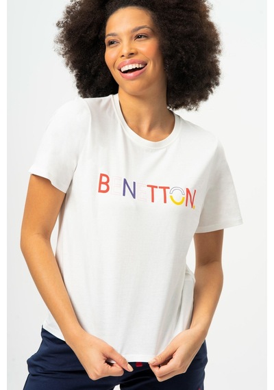 Benetton Bnt-w20382-23y Kadın T-shirt Bnt-w20382-r0152 Bej