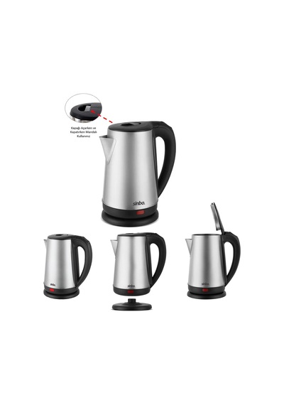 Northcity Çelik Kablosuz Su Isıtıcı Kettle 1.8l 360 Döner, Otomatik Kapanma