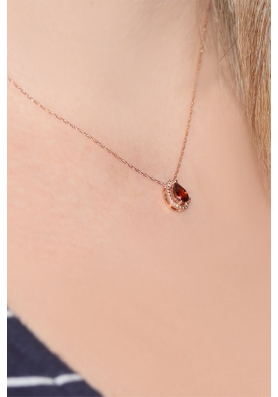 Pırlanta Yakut Damla Rose Kolye