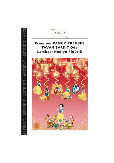 Premium Pamuk Prenses Tavan Sarkıt Oda Lambası Hediye Figürlü