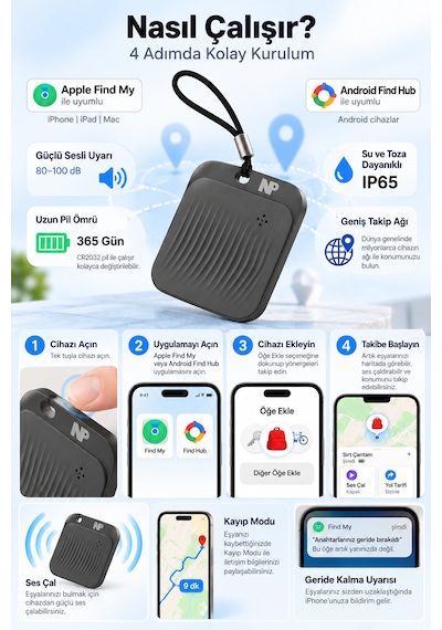 Protap Smart Tag O1 Dual Akıllı Takip Cihazı Apple Bul Ve Android Find Hub Uyumlu 365 Gün Pil Ömrü 1 Adet Protap Smart Tag O1 Dual Akıllı Takip Cihazı Apple Bul Ve Android Find Hub Uyumlu 365 Gün Pil Ömrü 1 Adet