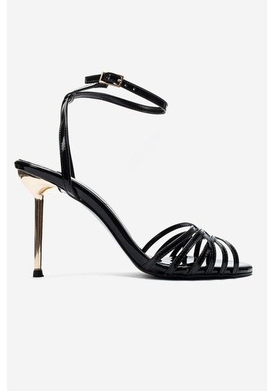 Luvishoes Lorıon Siyah İnce Bantlı Kadın Topuklu Ayakkabı