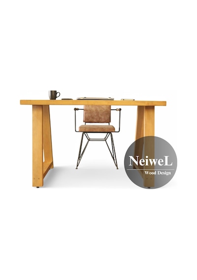 Neiwel Mies Doğal Ahşap Çalışma Ve Ofis Masası-70cm-180cm Açık Ceviz