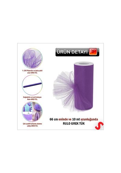 Süsleme Tülü Grek Tül Rulo, 66 Cm X 10 Mt - Mor 0-99