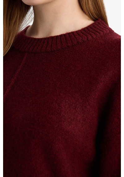 Defacto Loose Fit Bisiklet Yaka Triko Kazak Tunik F4547ax25wnbr181 Bordo-br181