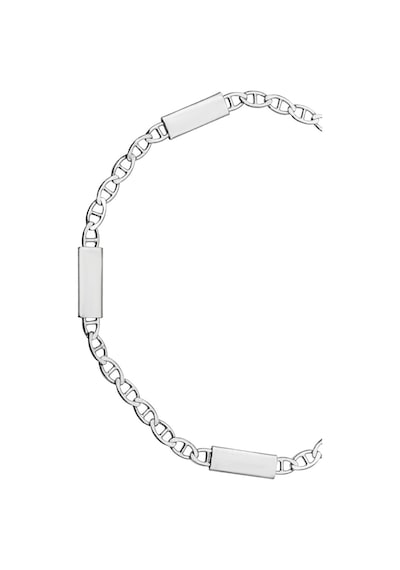 925 Ayar Gümüş Bar Model Plaka Detaylı Erkek Bileklik 19+2 Cm 4 Mm Zincir Gümüş