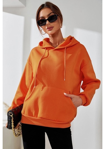 Uyguntarz Unisex Butterfly & Letter Graphic Baskılı Sweatshirt Turuncu
