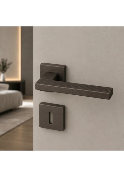 System Step Fırçalı Bronz Rozetli Kapı Kolu Ha260ro11 Elx3