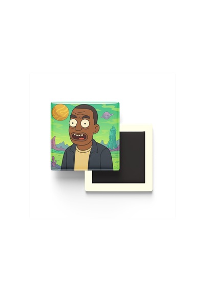 Franklin Clinton - 9x9 Cm Baskılı Kare Buzdolap Magneti