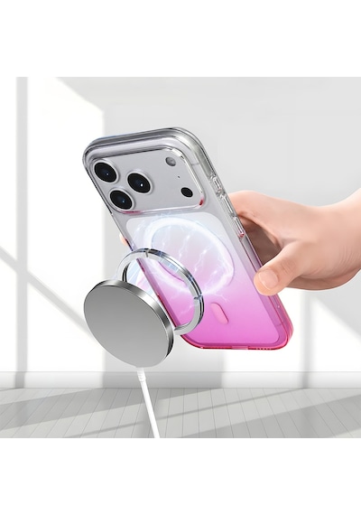 Apple Uyumlu iPhone 17 Pro Max Kılıf M-safe Şarj Özellikli Septik Silikon Kılıf Mor