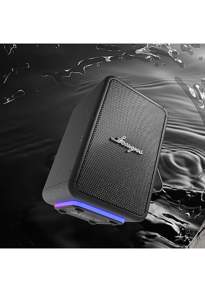 Lenyes S874 Su Geçirmez Özellikli Rgb Işıklı Askılı Taşınabilir Tws Bluetooth Hoparlör V5.3 Siyah