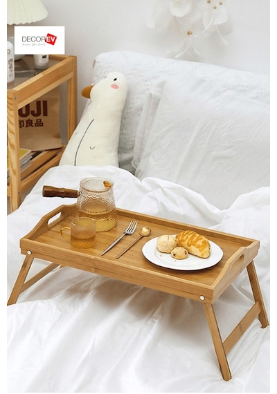 Decorev Bambu Yatak Keyif Tepsisi Katlanır Ayaklı (50cm*30cm)