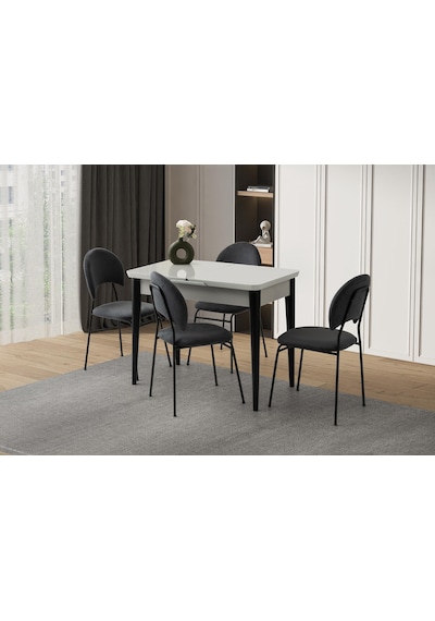 Tekno Suna Mdf Açılır Mutfak Masa Sandalye Takımı 60x100 Gri
