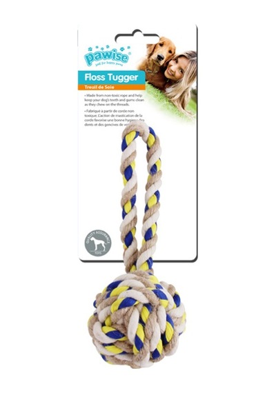 Pawise - 670 - Floss Tugger Tutma Saplı İp Toplu Köpek Oyuncağı - Edntrend - 23 Cm