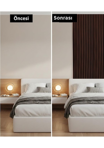 Akustik Duvar Paneli, Teak Rengi, Ses Yalıtımlı, Modern Stil, 60x275 Cm, 9mm Kalınlık, Ahşap Gö Standart