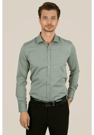 Su Yeşili Slimfit Erkek Gömlek Yeşil