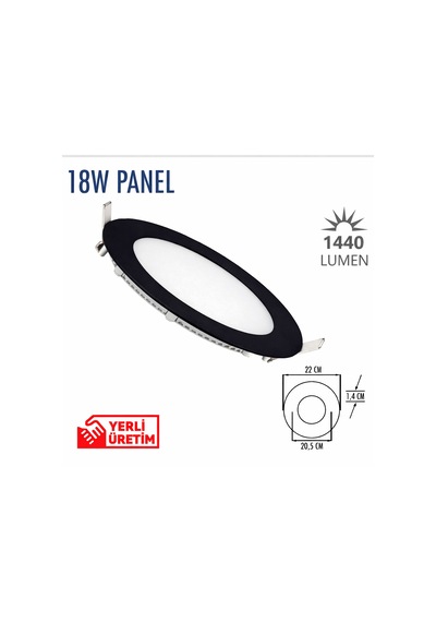 Lampist 18w Siyah Kasa Sıva Altı Slim Panel Led 6500k