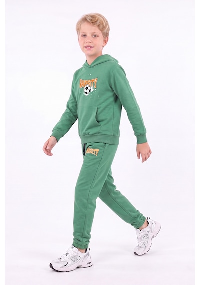 Fyk Kids Erkek Çocuk Baskılı Kanguru Cepli Kapüşonlu Eşofman Takımı Yeşil