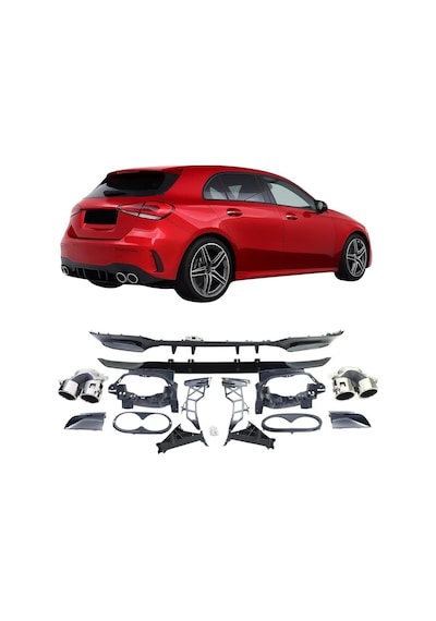 Mercedes A Serisi W177 Hb A35 Amg Arka Difüzör 2019-2023 Arası Uyumlu Çift Çıkışlı