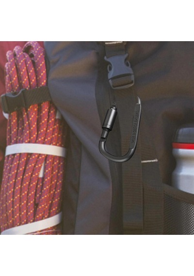 Molle Metal Karabina Siyah D Tipi Kilitli Taktik Anahtarlık Çok Amaçlı